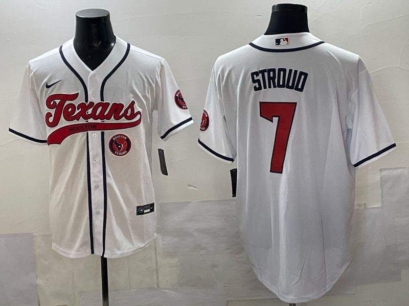 Men 2025 Houston Texans #7 Stroud White Joint Name Nike Limited NFL Jersey style 01